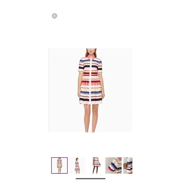 Kate Spade Women’s Size 00 Berber Fit and Flare Dress Pink Striped Button Up - Picture 13 of 13